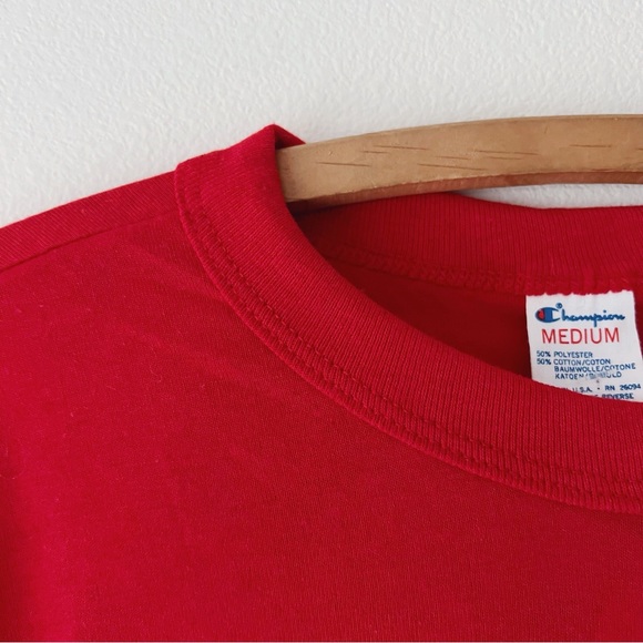 Vintage NOS 80’s Champion red solid single stitched blank t-shirt‎ size M New - Picture 6 of 7